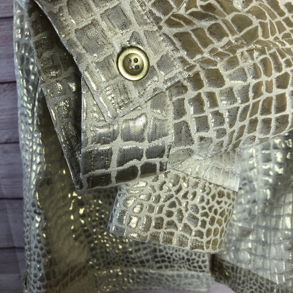 Attyre Gold Metallic Reptile Print Line Jacket SzL - Picture 4 of 6